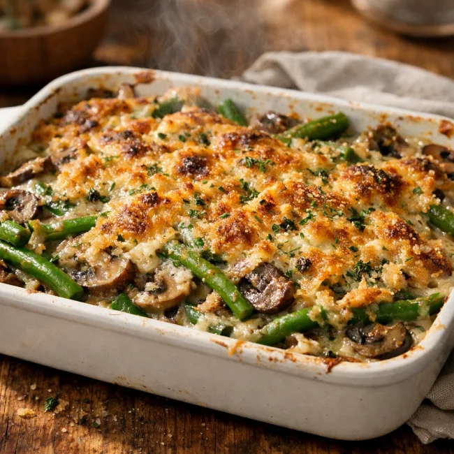 Savory Green Bean and Mushroom Casserole