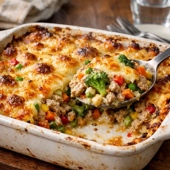 Savory Ground Turkey and Veggie Casserole