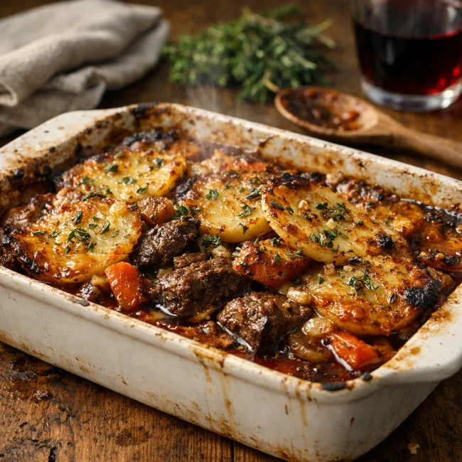 Savory Herb & Garlic Beef Casserole