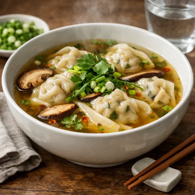 Savory Herb & Mushroom Wonton Soup