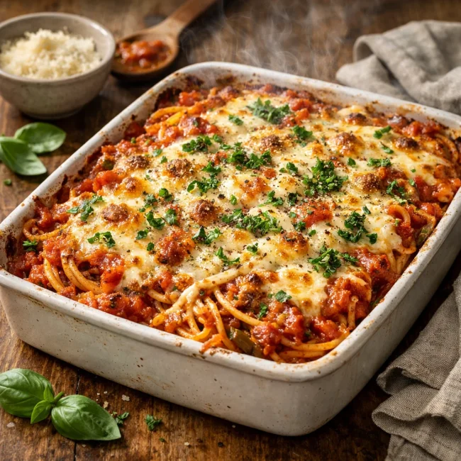Savory Herb & Tomato Baked Spaghetti