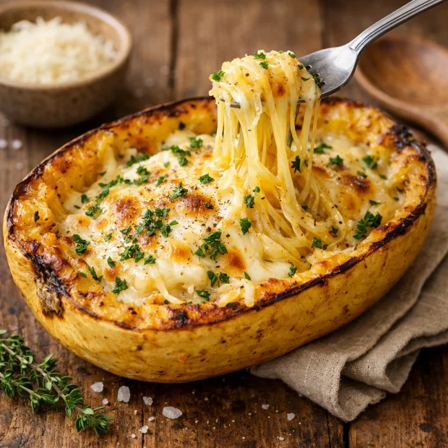 Savory Herb and Cheese Roasted Spaghetti Squash