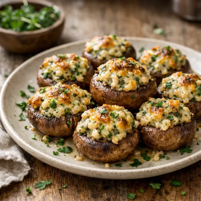 Savory Herb and Cheese Stuffed Mushrooms