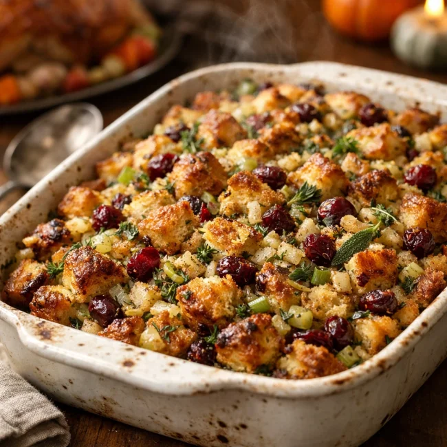 Savory Herb and Cranberry Thanksgiving Stuffing