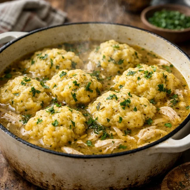 Savory Herb Chicken and Cornmeal Dumplings