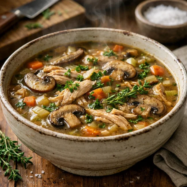 Savory Herb Chicken Mushroom Soup