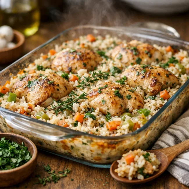 Savory Herb Chicken Rice Casserole