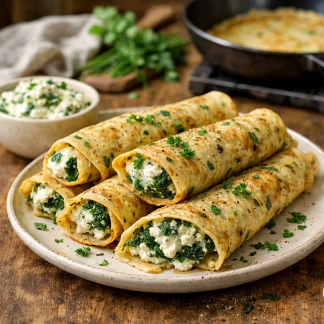 Savory Herb Crepes with Ricotta & Spinach