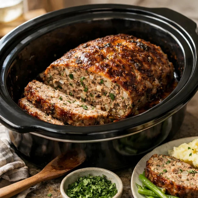 Savory Herb Crockpot Meatloaf