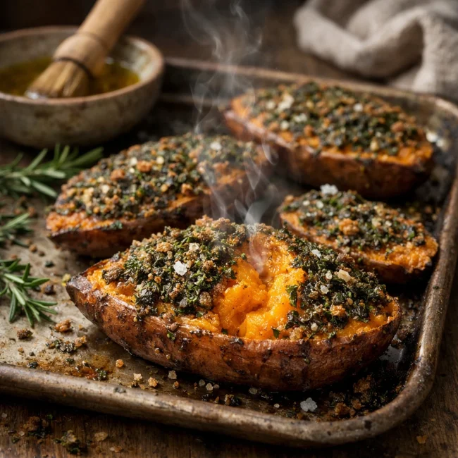 Savory Herb-Crusted Baked Sweet Potatoes