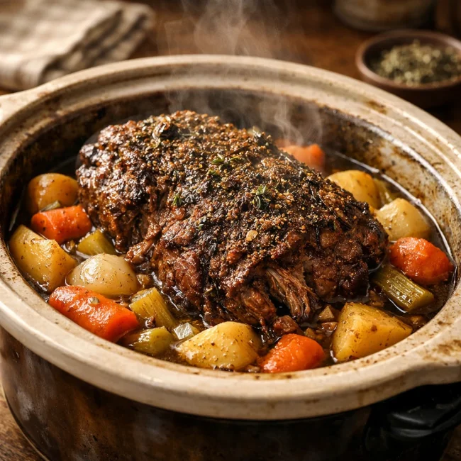 Savory Herb-Crusted Crock Pot Roast
