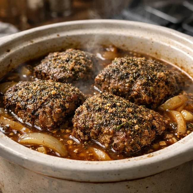 Savory Herb-Crusted Crockpot Cube Steak