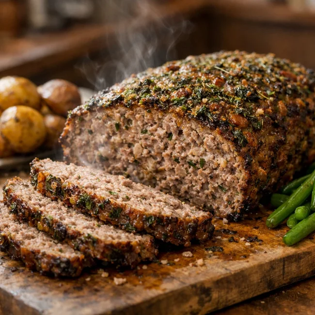 Savory Herb-Crusted Easy Meatloaf
