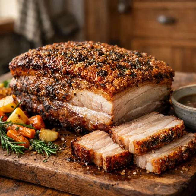 Savory Herb-Crusted Pork Belly Roast