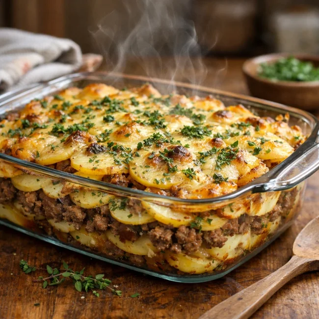 Savory Herb Hamburger Potato Casserole