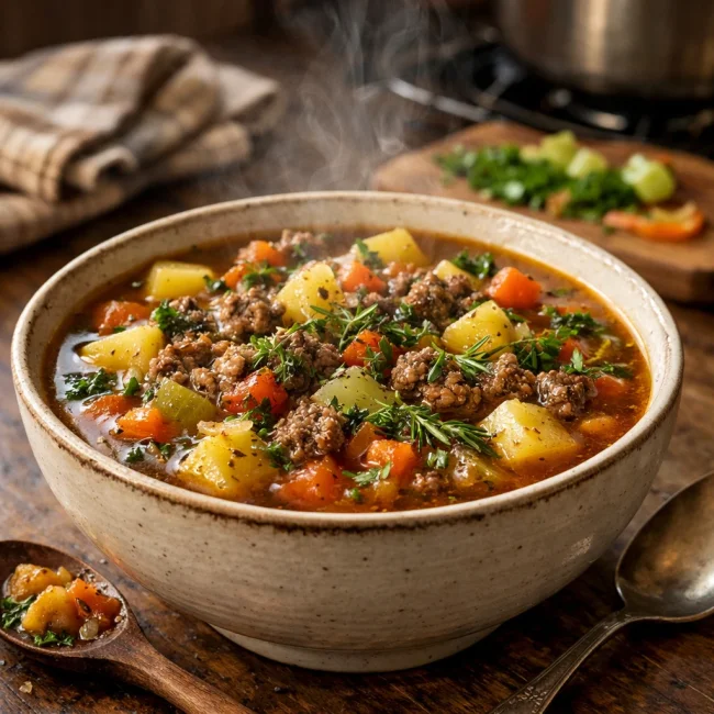 Savory Herb Hamburger Soup