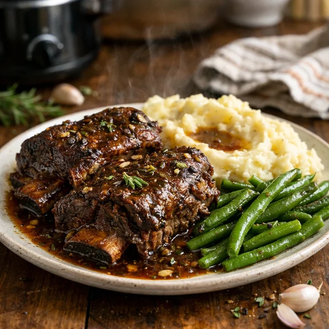 Savory Herb-Infused Crock Pot Short Ribs