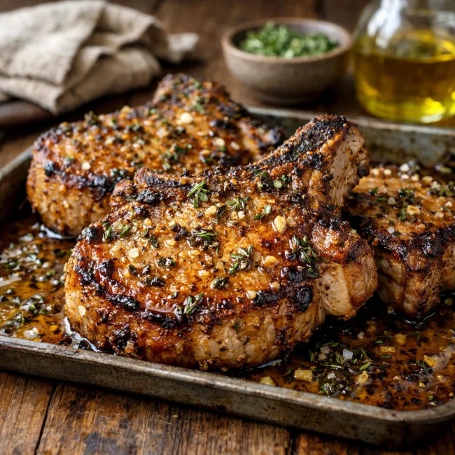Savory Herb Marinated Baked Pork Chops