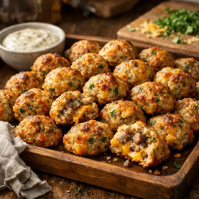 Savory Herb Sausage Cheese Bites