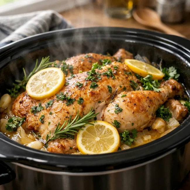 Savory Lemon Herb Slow Cooker Chicken