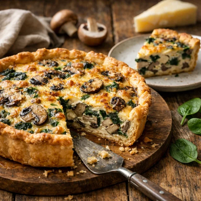 Savory Mushroom & Spinach Quiche