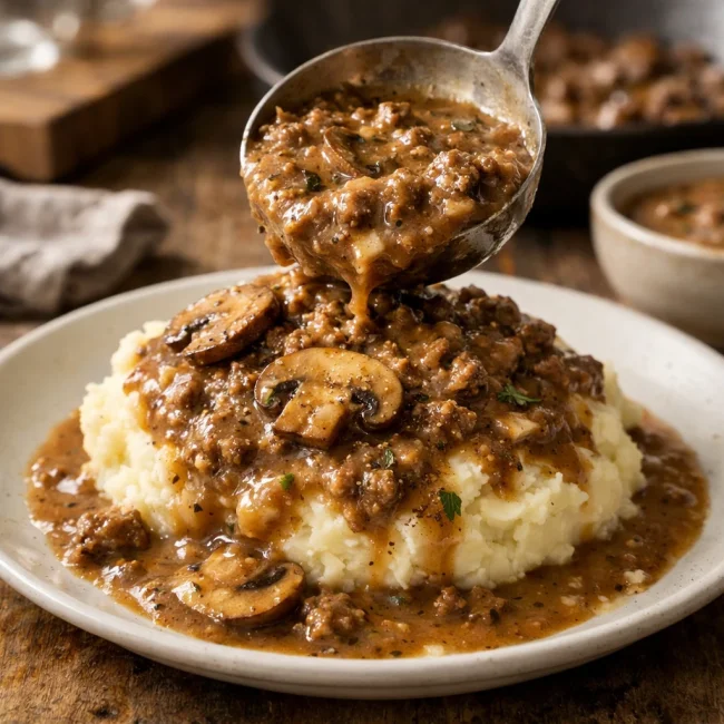Savory Mushroom Hamburger Gravy