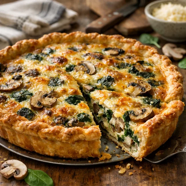 Savory Mushroom Spinach Quiche