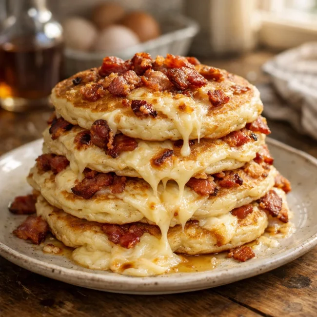 Savory Pancakes with Bacon and Cheese