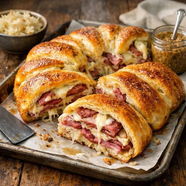 Savory Pastrami Crescent Roll Bake