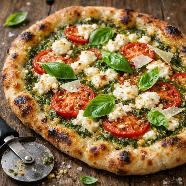 Savory Pesto and Goat Cheese Pizza