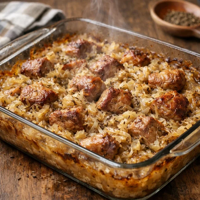 Savory Pork and Sauerkraut Bake