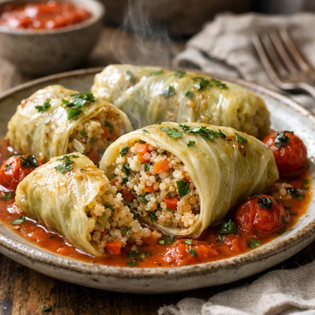 Savory Quinoa Stuffed Cabbage Rolls