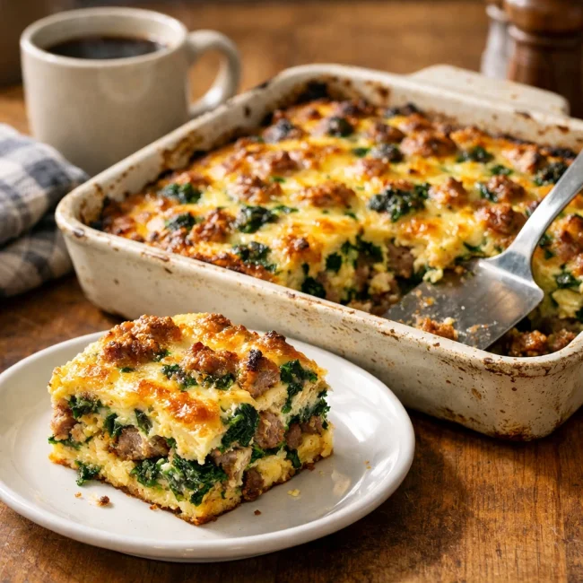 Savory Sausage & Spinach Breakfast Bake