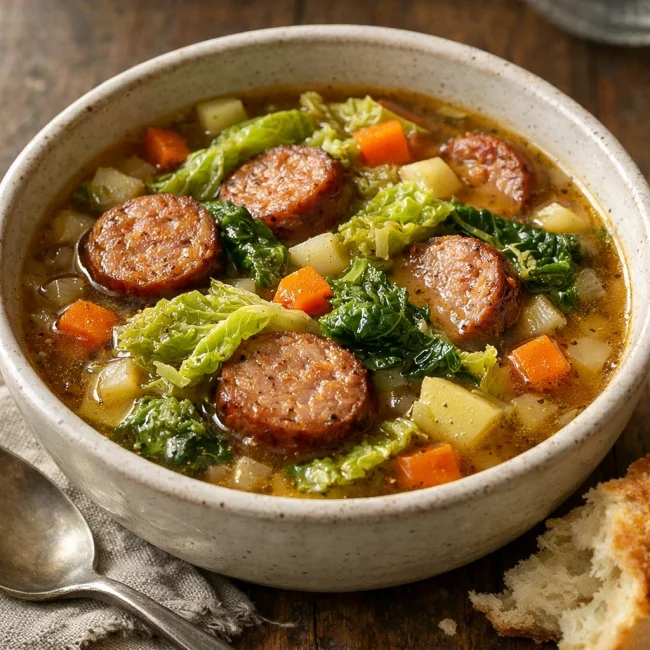 Savory Sausage and Savoy Cabbage Soup