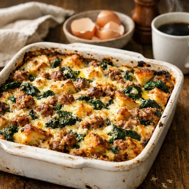 Savory Sausage and Spinach Breakfast Bake