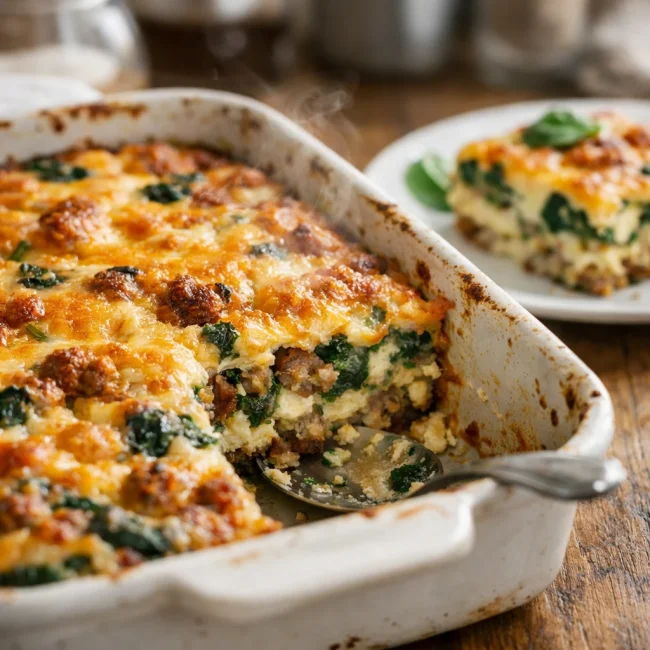 Savory Sausage and Spinach Breakfast Casserole