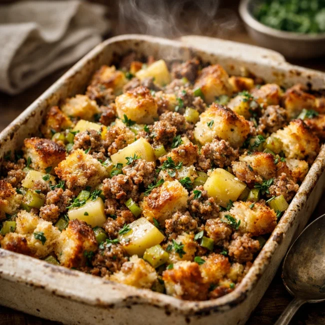 Savory Sausage Apple Herb Stuffing