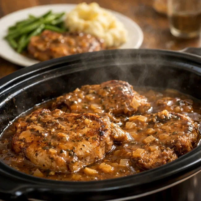 Savory Slow Cooked Pork Chops