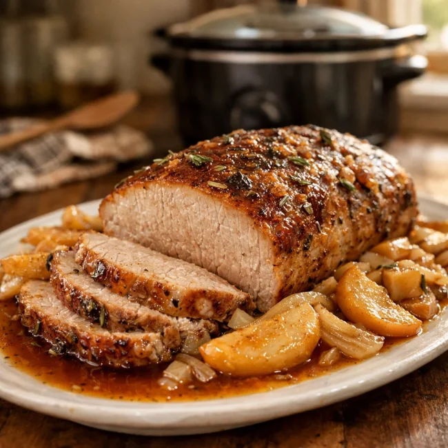 Savory Slow Cooker Apple Cider Pork Loin