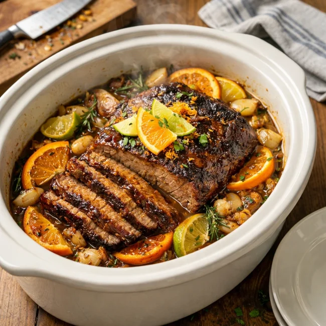 Savory Slow Cooker Citrus Brisket