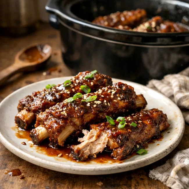 Savory Slow Cooker Ginger-Glazed Ribs