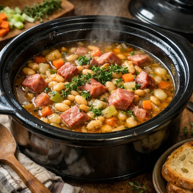 Savory Slow Cooker Ham and Bean Delight