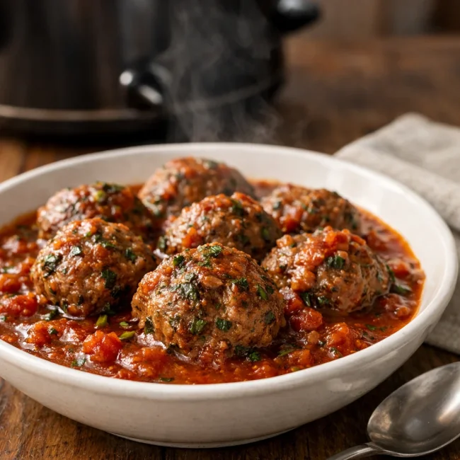 Savory Slow Cooker Herbed Meatballs