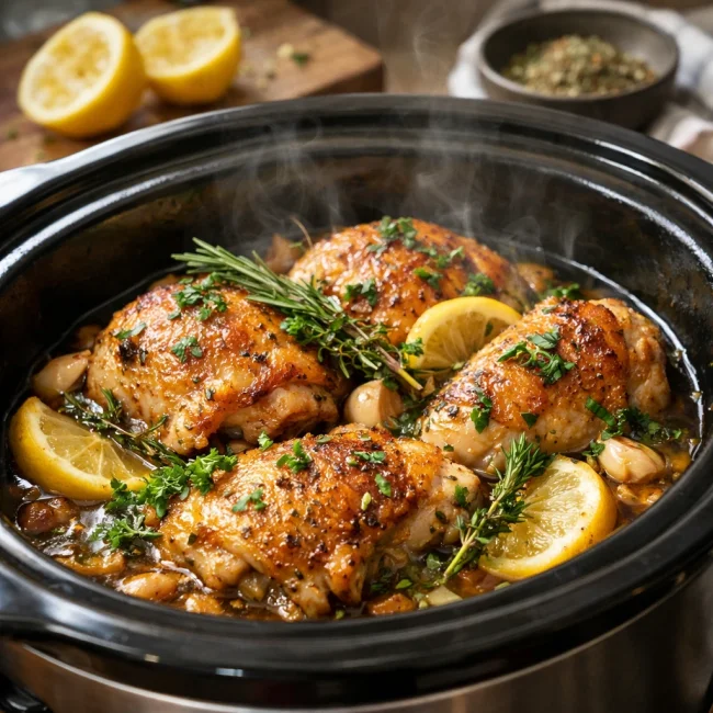 Savory Slow Cooker Lemon Herb Chicken