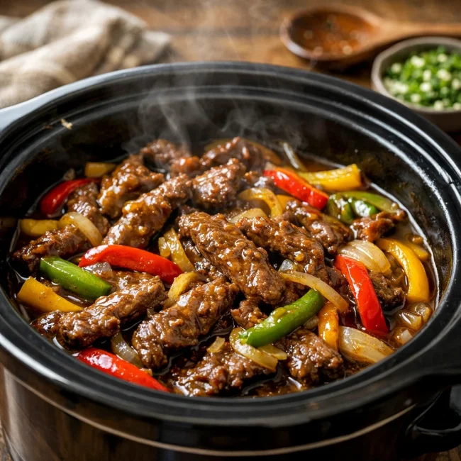 Savory Slow Cooker Pepper Steak Deluxe