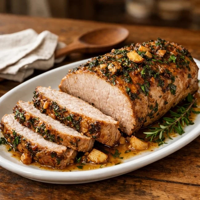 Savory Slow Cooker Pork Loin with Garlic and Herbs
