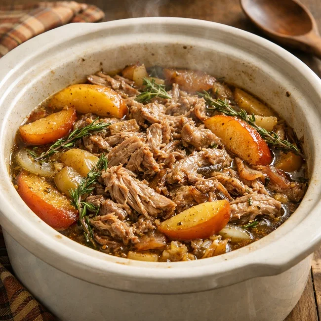 Savory Slow Cooker Pork with Apples