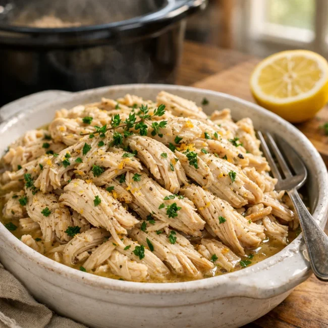 Savory Slow Cooker Shredded Chicken with Herbs