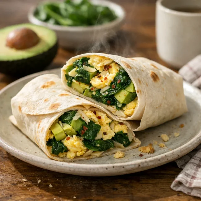 Savory Spinach & Avocado Breakfast Burrito