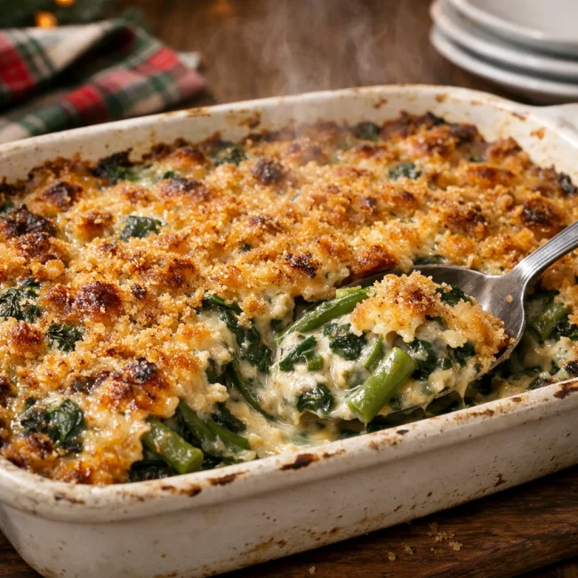 Savory Spinach & Green Bean Casserole